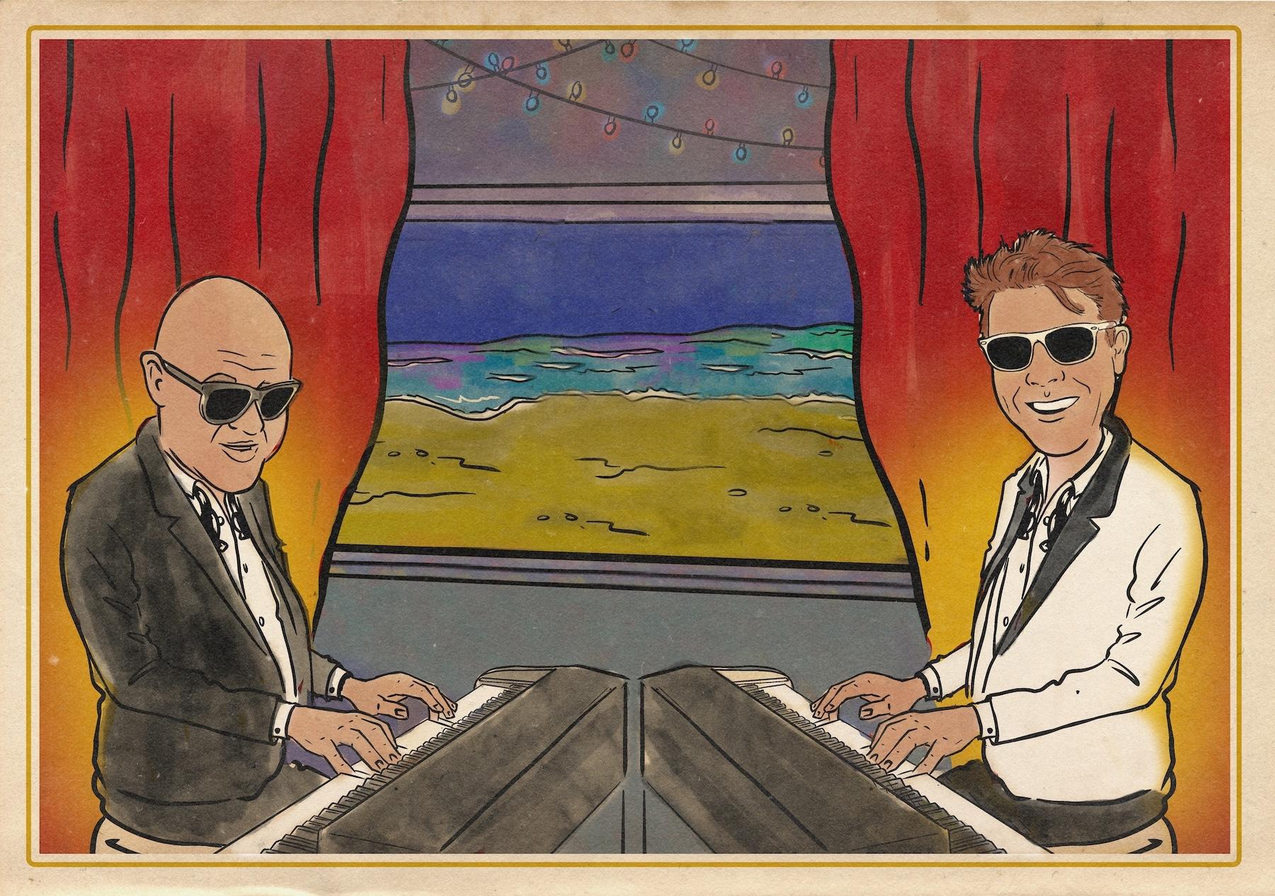 Tom Bagley and Brian Wahlstrom playing dueling pianos